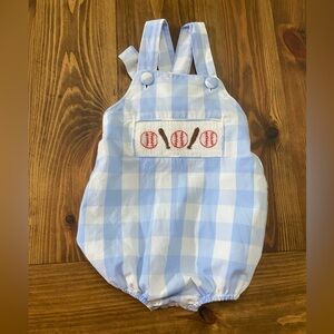 Blue and White Checkered Baby Romper